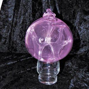 Last Markdown Hand blown pink bulb ornament garden or home~R2